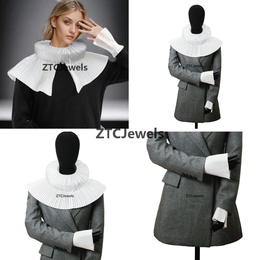 Detachable Cosplay Prop - コスプレパール扇形の取り外し可能なフェイクカラーショールレトロピエロチョーカーネックレスエレガントなステージ小道具