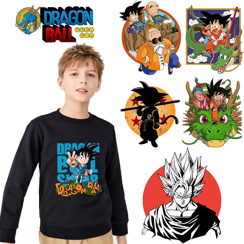Thermoplastic Pellet - ドラゴンボール服ステッカー孫悟空パッチ漫画アニメアイロン接着衣類パッチハート転写アップリケホットサーマルステッカー
