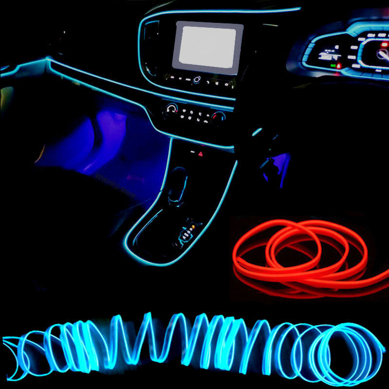 Led El Wire - 1/3/5m 車内雰囲気照明 LEDストリップ 5V DIY フレキシブルEL冷光ラインチューブ