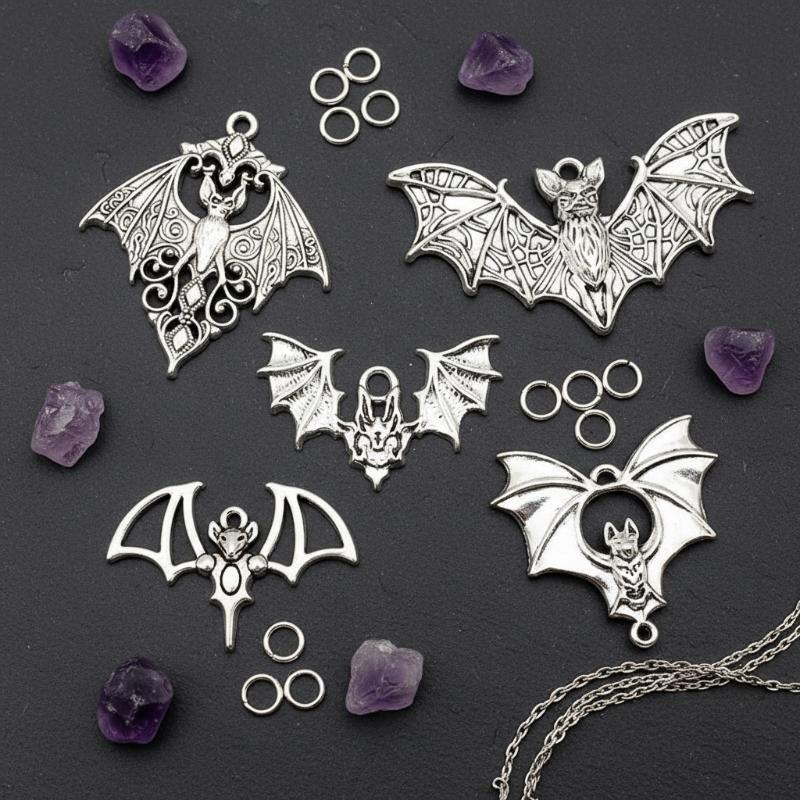Cosplay Bat Prop - # @4 個ゴシックヴァンパイアバットチャームレトロバットハロウィンペンダントデザイナーチャームジュエリー作成 DIY ジュエリー所見用