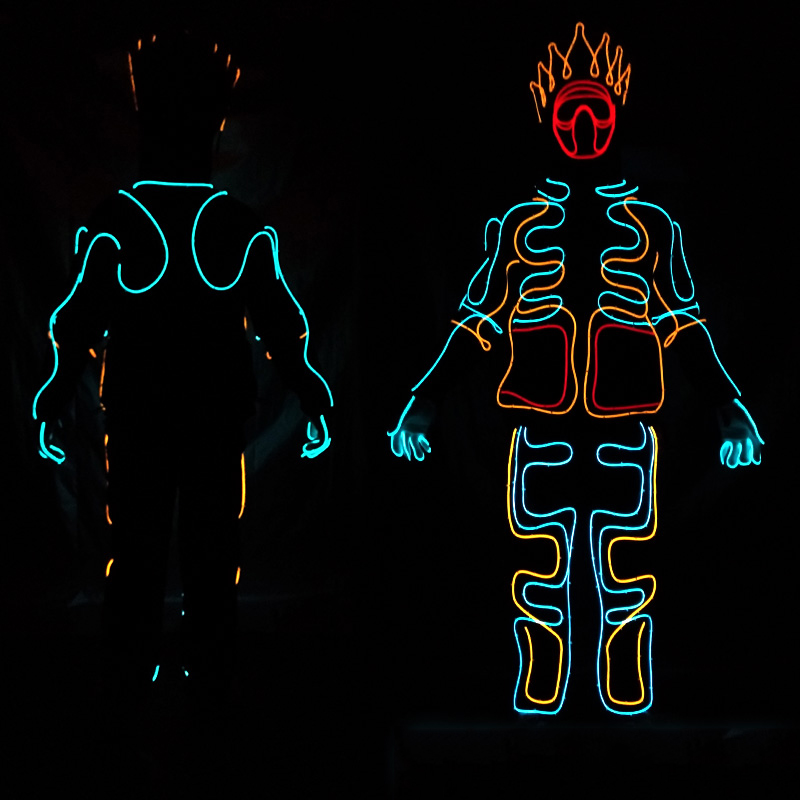 Led El Wire - ELワイヤーLEDライトアップ服 LED衣類 メンズ ナイトショー ダンスウェア ステージパフォーマンスコスチューム