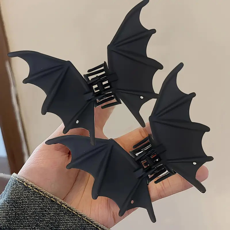 Cosplay Bat Prop - マットブラックバットクロウクリップゴシックパンクヘアクリップシャークグリップノンスリップヘアアクセサリーハロウィンパーティー