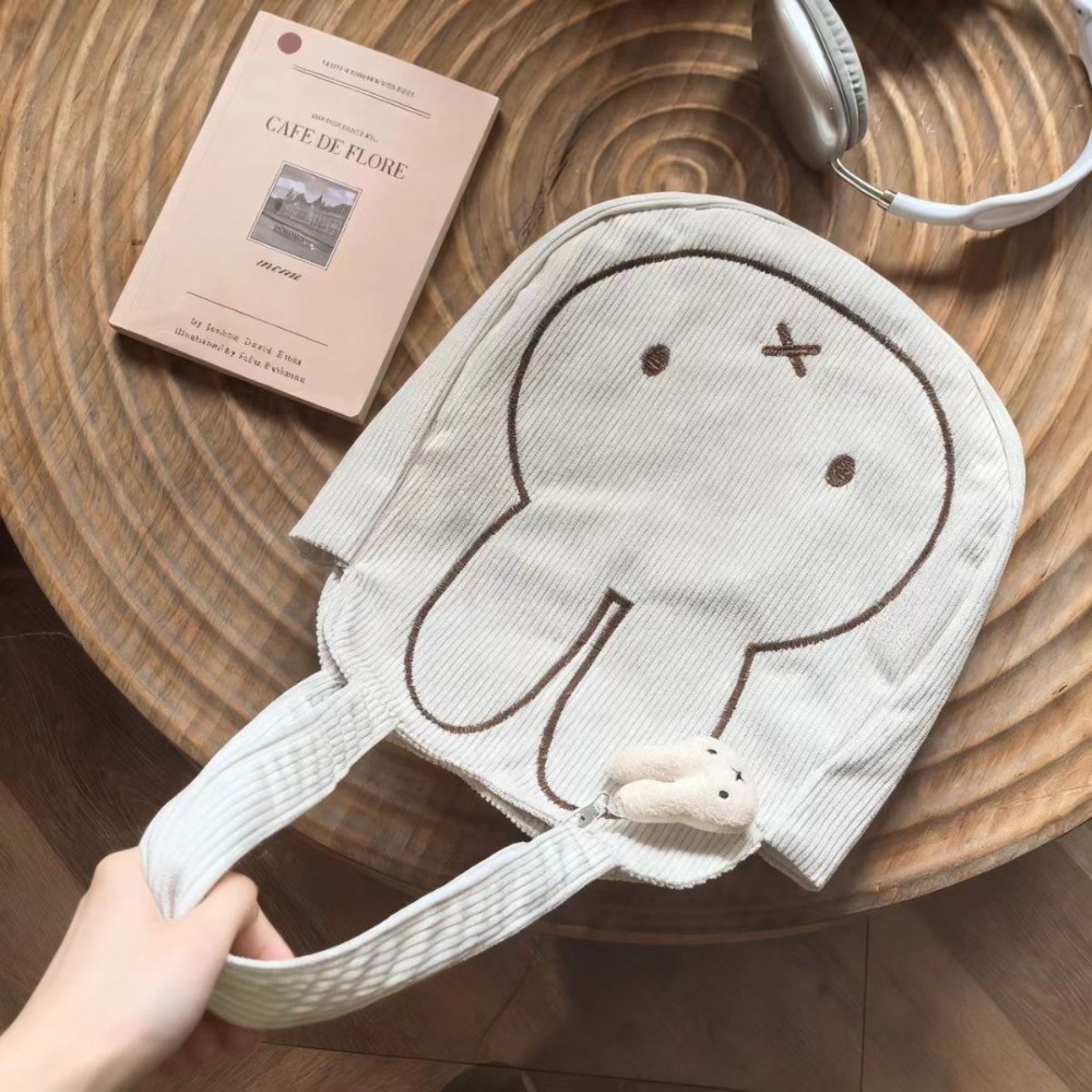 Cosplay Props - かわいいミッフィーかわいいキャンバスバッグショルダーバッグ大容量プリント手持ち収納バッグ女の子のためのギフトおもちゃ