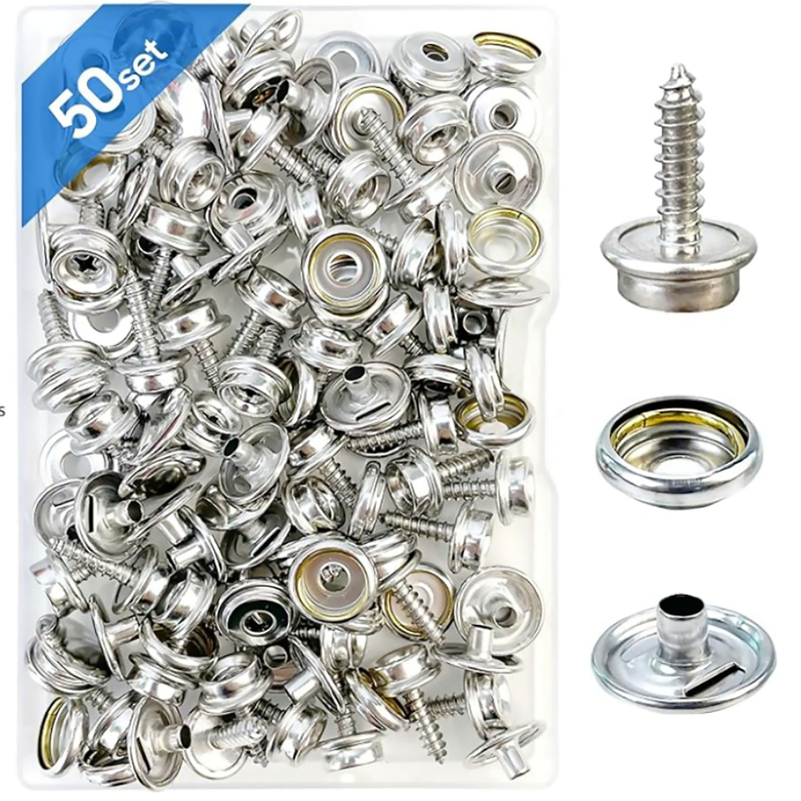 Snap Fastener Set - ステンレス鋼スナップボタンファスナーキット、ボートマリンキャンバスと室内装飾品、ボートカバー、15mmネジ、50セット