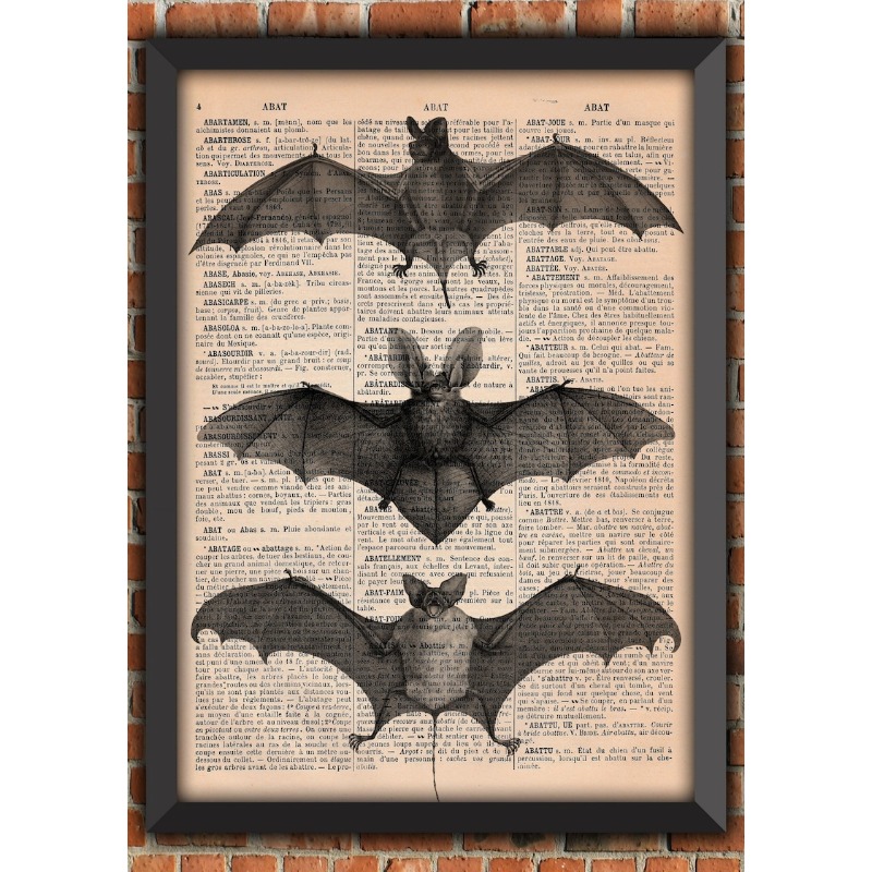 Cosplay Bat Prop - コウモリの骨格ダークゴシック奇妙な怖い魔女パンクハロウィン不気味なゴスヴィンテージアート家の装飾ギフトポスター辞書ページプリント
