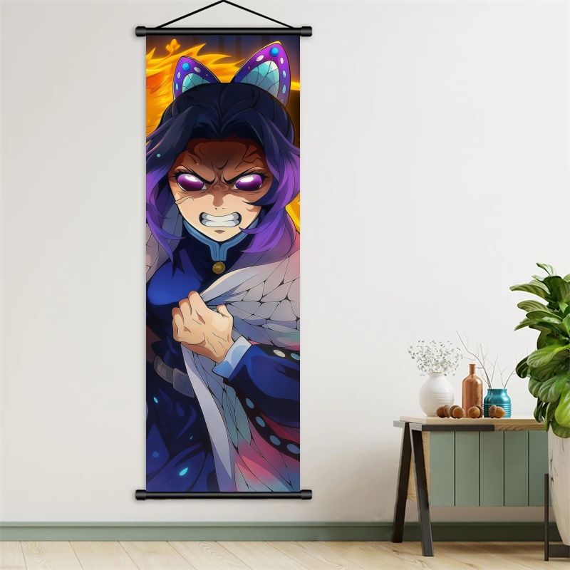 胡蝶しのぶ デーモンスレイヤーアートファブリック掛け軸、アニ - Anime Cosplay Prop のレビューと価格