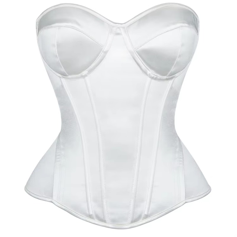 女性用ホワイトコルセット オーバーバストビスチェトップ スチ - Boning Corset Steel のレビューと価格