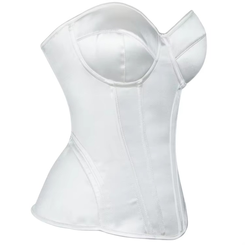 女性用ホワイトコルセット オーバーバストビスチェトップ スチ - Boning Corset Steel のレビューと価格
