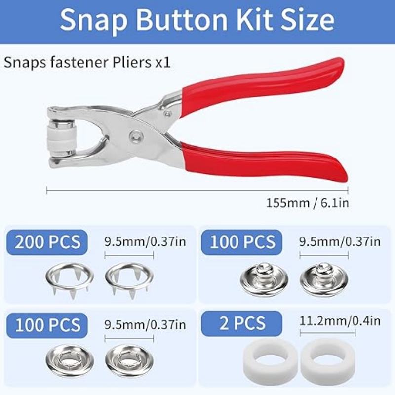9.5mmメタルスナップボタンキット - 100セット シル - Snap Fastener Set のレビューと価格