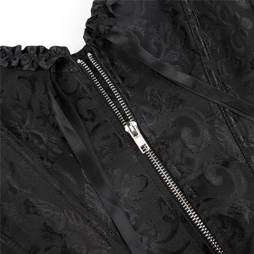 ジッパー付きジャカードアンダーバストコルセット、レースアップ - Boning Corset Steel のレビューと価格
