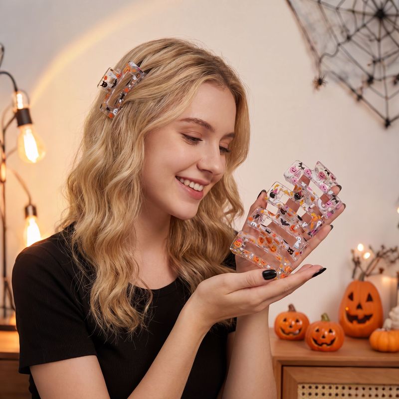 4個セット ハロウィンヘアクリップ 透明アクリル製 パンプキ - Cosplay Bat Prop のレビューと価格