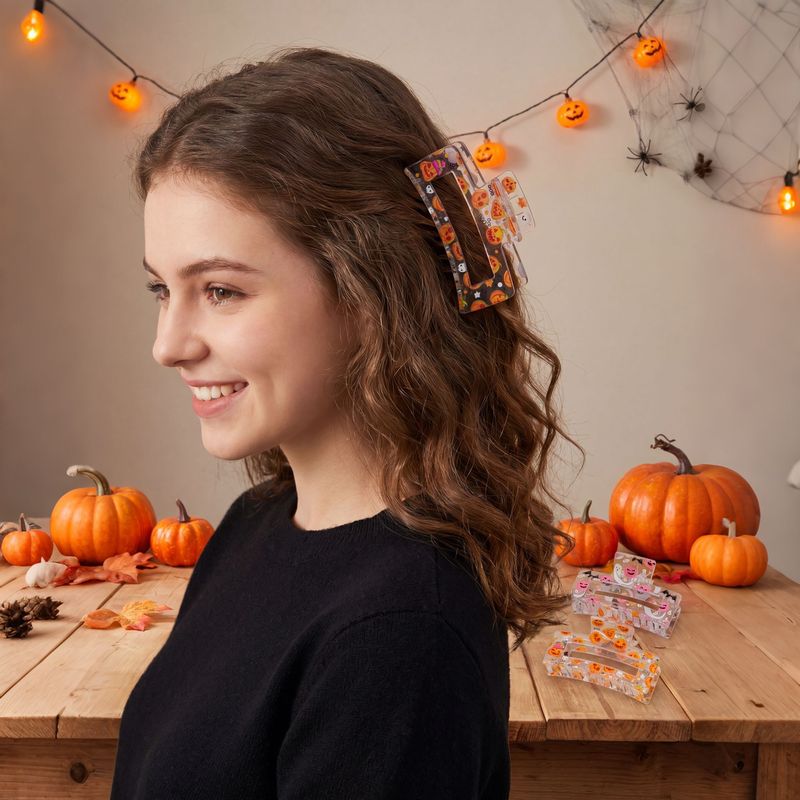 4個セット ハロウィンヘアクリップ 透明アクリル製 パンプキ - Cosplay Bat Prop のレビューと価格