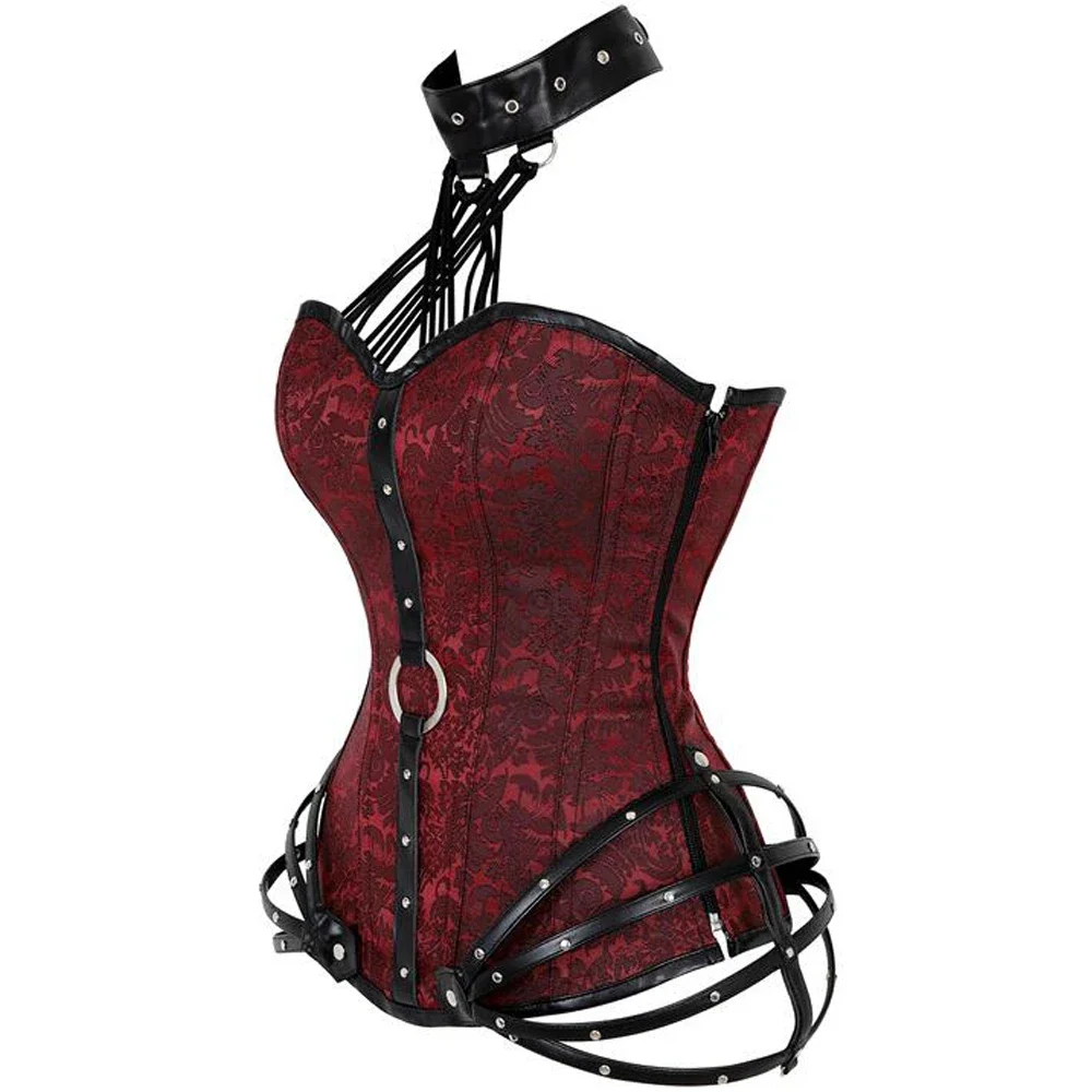 ゴシックスチームパンクコルセットトップスとホルターストラップ - Boning Corset Steel のレビューと価格