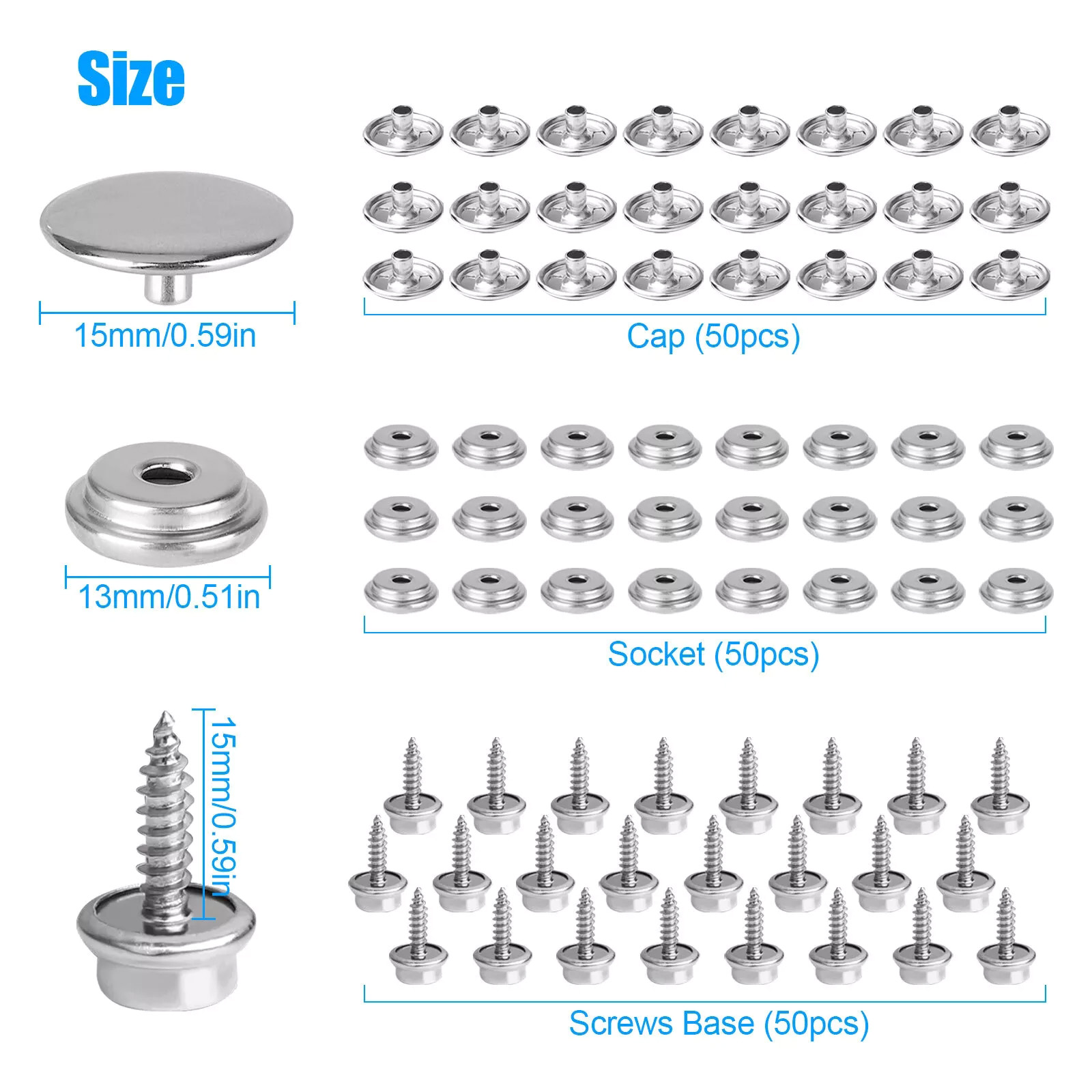 ステンレス鋼スナップボタンファスナーキット、ボートマリンキャ - Snap Fastener Set のレビューと価格